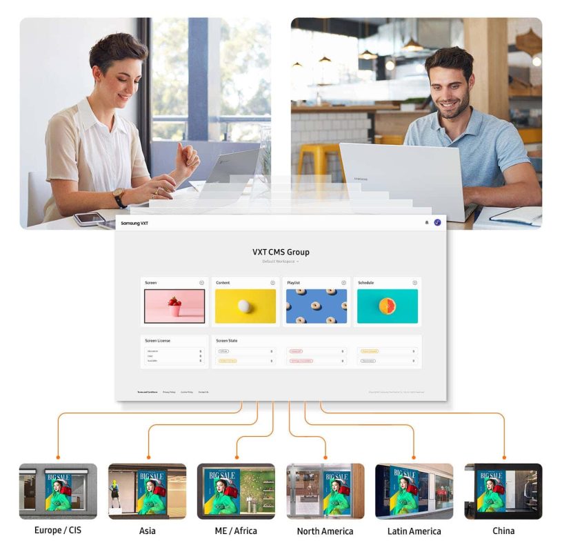 Samsung VXT облачная система для дистанционного управления контентом на дисплеях Samsung