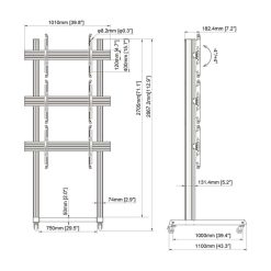 Multibrackets M Pro 3x1 | Напольная стойка на колесах для видеостены 1х3