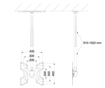 Wize C5560A | Потолочное крепление для LCD дисплея 26-55" весом до 36 кг