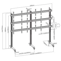 Wize Pro VWM3X3-55 | Напольная стойка на колесах для видеостены 3х3